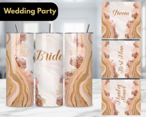 Custom beige agate tumbler; Groom party tumbler gift; Bride tribe stone design cup
